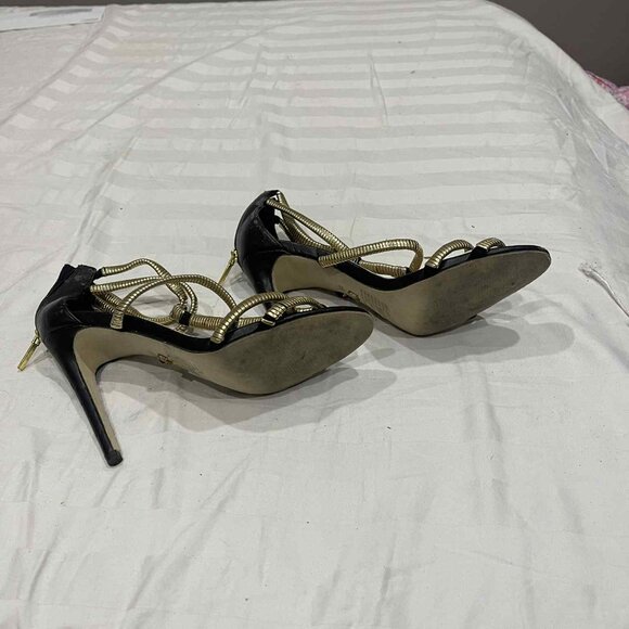 USED Victoria’s Secret Black/Gold High Heel Sandals - Picture 2 of 5